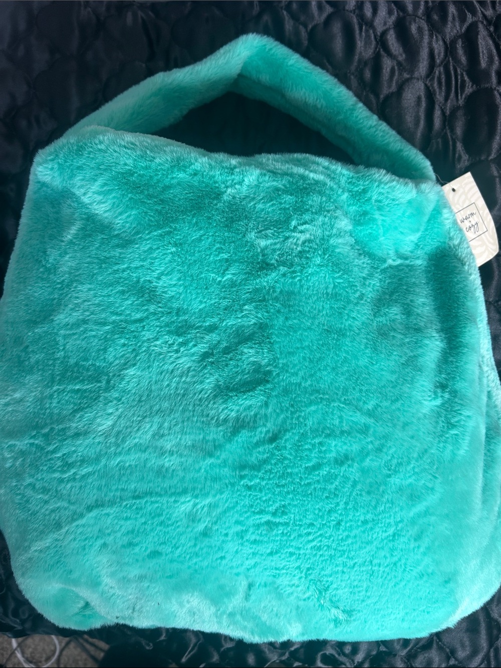NWT CHRISTMAS IN JULY!! Plush Teal Faux Fur Tote Bag